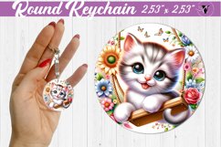 Round keychain | Cute Animals on swings Product Image 1