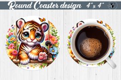 Round Coaster | Baby animals Product Image 1