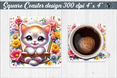 Square Coaster | Animals on swings | Baby animals Product Image 1