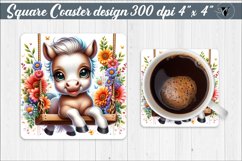 Square Coaster | Animals on swings | Baby animals Product Image 1