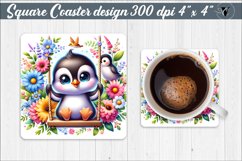 Square Coaster | Animals on swings | Baby animals Product Image 1