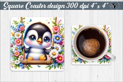 Square Coaster | Animals on swings | Baby animals Product Image 1