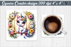 Square Coaster | Animals on swings | Baby animals Product Image 1