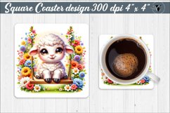 Square Coaster | Animals on swings | Baby animals Product Image 1