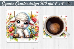 Square Coaster | Animals on swings | Baby animals Product Image 1