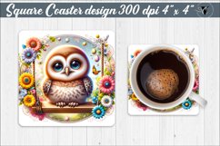 Square Coaster | Animals on swings | Baby animals Product Image 1