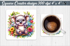 Square Coaster | Animals on swings | Baby animals Product Image 1