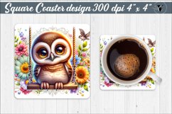 Square Coaster | Animals on swings | Baby animals Product Image 1