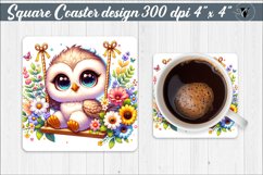Square Coaster | Animals on swings | Baby animals Product Image 1