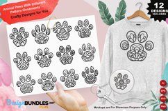 Animal Paws With Different Pattern Ornaments Clipart Set Product Image 1