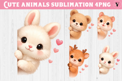 Cute Animals Peeking Clipart Bundle | Valentines day animals Product Image 2