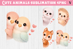 Cute Animals Peeking Clipart Bundle | Valentines day animals Product Image 6