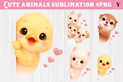 Cute Animals Peeking Cliparts | Valentines day animals Product Image 1