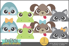 Cute Peeking Animals Clipart Bundle Product Image 2