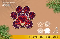 Ornamented Animal Paw and Heart 3D Layered Laser Cutting Product Image 1
