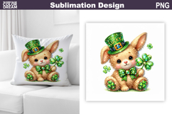 St. Patrick's Day Pillow | Lucky Bunny Clover Product Image 1