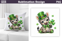 St. Patrick's Day Pillow | Lucky Zebra Clover Product Image 1