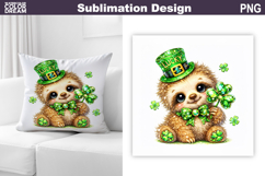 St. Patrick's Day Pillow | Lucky Sloth Clover Product Image 1