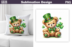 St. Patrick's Day Pillow | Lucky Bear Clover Product Image 1
