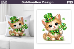 St. Patrick's Day Pillow | Lucky Cat Clover Product Image 1