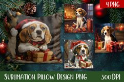 Christmas Puppy Watercolour Pillow Design, dog Product Image 1