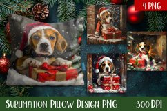 Christmas Puppy Watercolour Pillow Design, dog Product Image 1