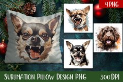 Christmas Puppy Watercolour Pillow Design, dog Product Image 1