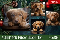 Christmas Puppy Watercolour Pillow Design, dog Product Image 1