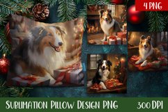 Christmas Puppy Watercolour Pillow Design, dog Product Image 1