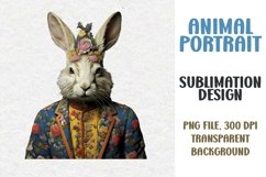 Animal Portrait Clipart, Bunny, PNG file, Sublimation Des Product Image 1