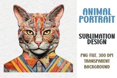 Animal Portrait Clipart, Cat, PNG file, Sublimation Des Product Image 1