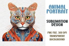 Animal Portrait Clipart, Cat, PNG file, Sublimation Des Product Image 1