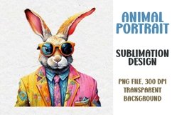 Animal Portrait Clipart, Bunny, PNG file, Sublimation Des Product Image 1