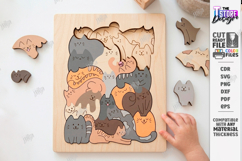Cats Puzzle Game Laser Cut | Montessori Toy | Kids Laser Product Image 1