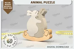 Bunnies Puzzle Laser Cut. Animal Family Puzzle SVG Design Product Image 1