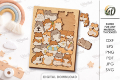 Animal Puzzle Laser Cut. Kids Puzzle Game SVG Product Image 1