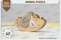 Doves Puzzle Laser Cut. Animal Family Puzzle SVG Design Product Image 1