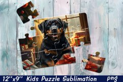 Cute Christmas dog | Christmas Kids Puzzles Sublimation Product Image 1