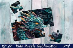 Cute Christmas dragon | Christmas Kids Puzzles Sublimation Product Image 1
