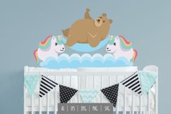 Bear Relaxing on Hammock with Unicorn for Wall Sticker Product Image 1