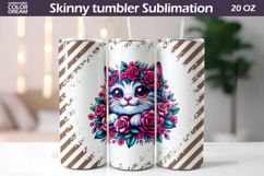 Cute Cat Tumbler Wrap | Animal Floral Tumbler Sublimation Product Image 1