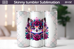 Cat Floral Tumbler Wrap | Animal Floral Roses Tumbler Product Image 1