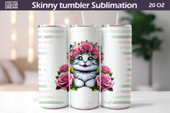 Cat Floral Tumbler Wrap | Animal Floral Roses Tumbler Product Image 1