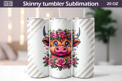 Highland Cow Floral Tumbler Wrap | Animal Roses Tumbler Product Image 1