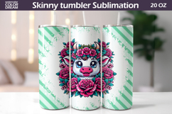 Cow Floral Tumbler Wrap | Animal Roses Tumbler Product Image 1