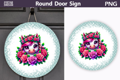 Horse Floral Door Sign | Round Sublimation PNG Product Image 1