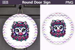 Horse Floral Door Sign | Round Sublimation PNG Product Image 1