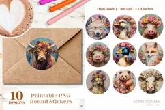 Animal Round Sticker Png Bundle Farm Animal Stickers 