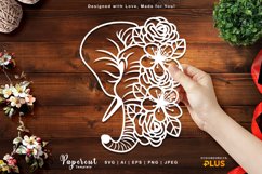 Elephant Head with Lot of Flowers on Its Face Papercut SVG Product Image 1