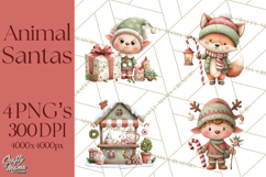 Christmas Animal Santa and Elves Mini World Clipart PNG Product Image 1